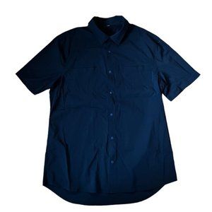 Lululemon Men's Navy Short Sleeve Button Up Shirt